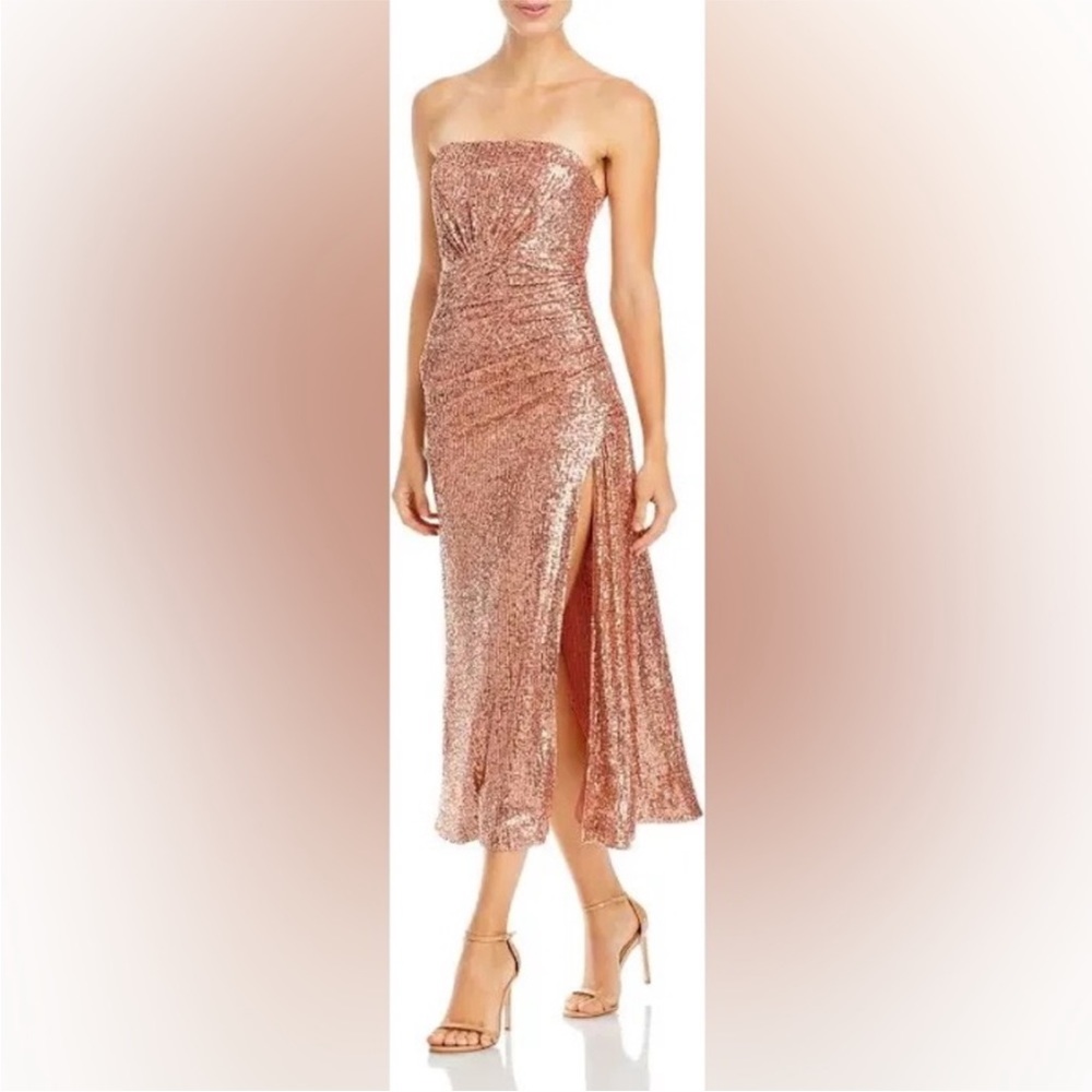 NWT Ramy Brook Exclusive Grace Strapless Sequin Dress Rose Pink